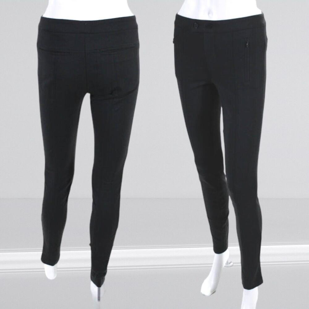 VINCE Biker Moto Style Ponte Pants Knit Mid Rise Skinny Stretch Black 4